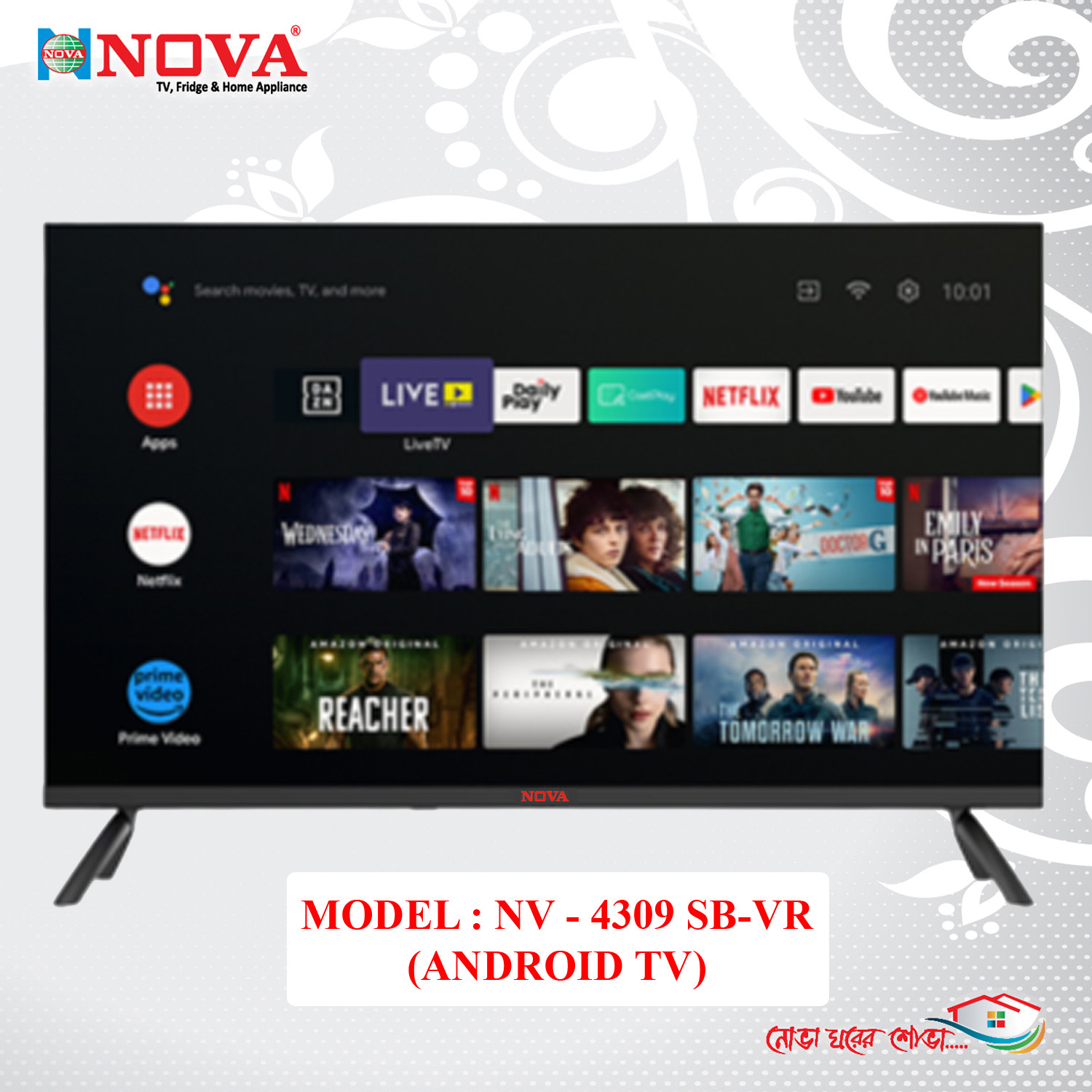 NOVA Double 4K Android TV 43" Model : NV- 4309 SB-VR