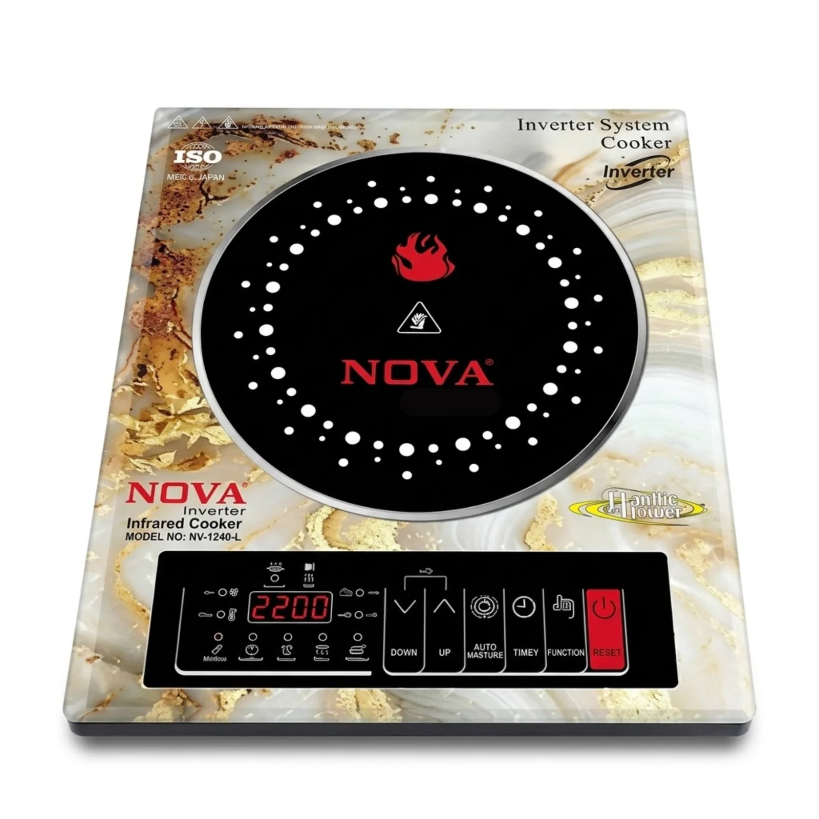 NOVA Infrared Cooker | NV-1240-L |2200W Double Heater | Inverter Friendly | Touch & Knob Control